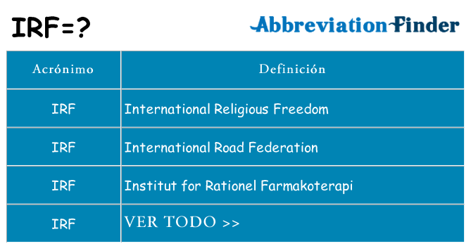 ¿Qué quiere decir irf
