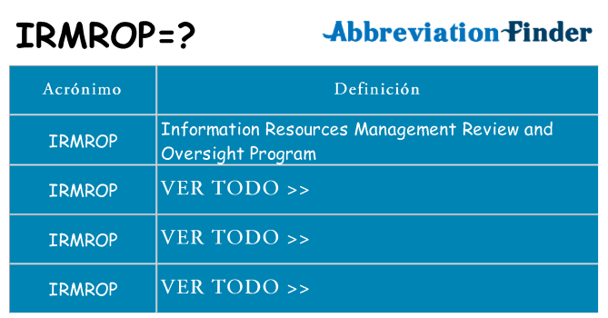 ¿Qué quiere decir irmrop