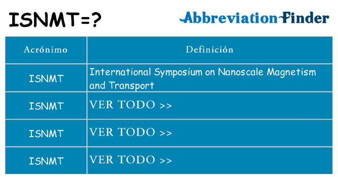 ¿Qué quiere decir isnmt