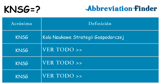 ¿Qué quiere decir knsg