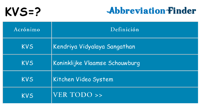 ¿Qué quiere decir kvs