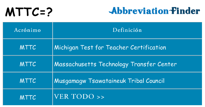 ¿Qué quiere decir mttc