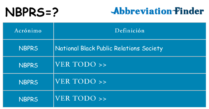 ¿Qué quiere decir nbprs