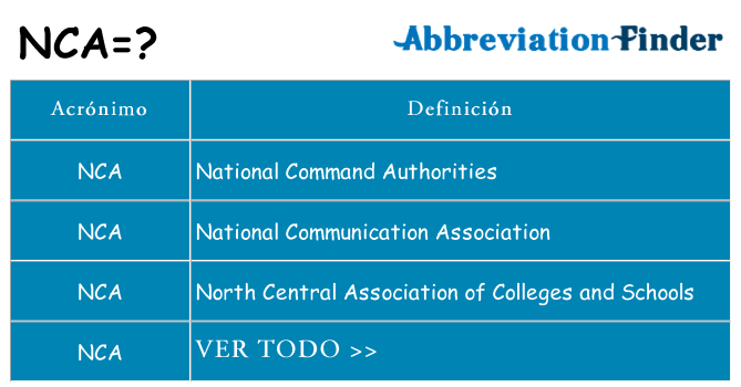 ¿Qué quiere decir nca