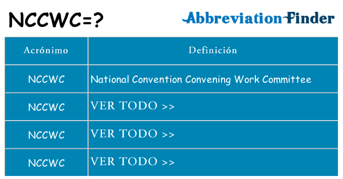 ¿Qué quiere decir nccwc