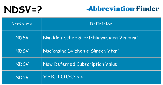 ¿Qué quiere decir ndsv
