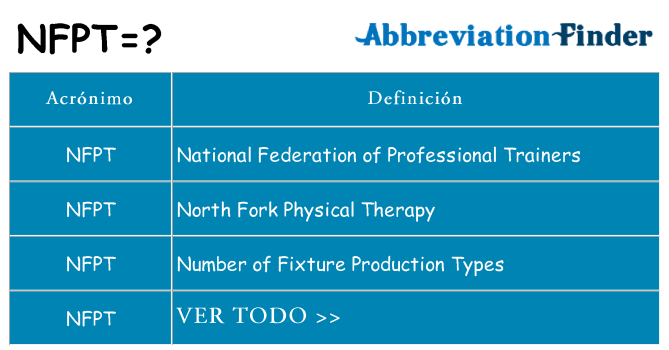 ¿Qué quiere decir nfpt