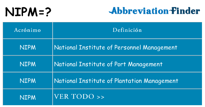 ¿Qué quiere decir nipm