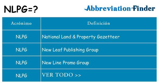 ¿Qué quiere decir nlpg