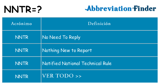 ¿Qué quiere decir nntr