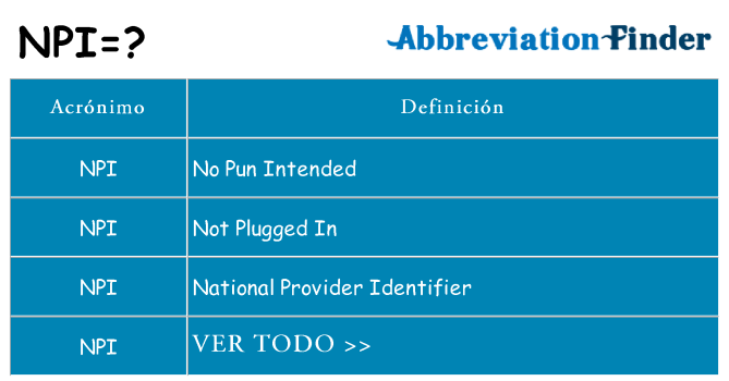 ¿Qué quiere decir npi