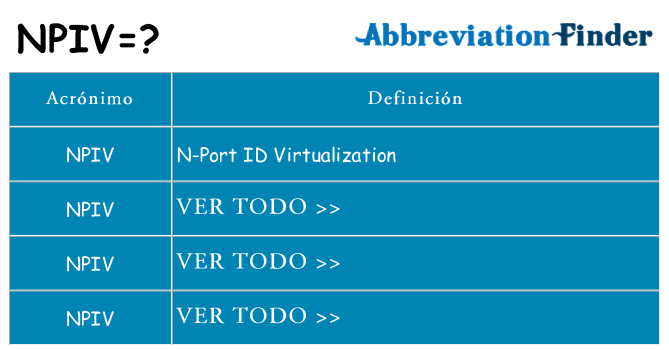 ¿Qué quiere decir npiv