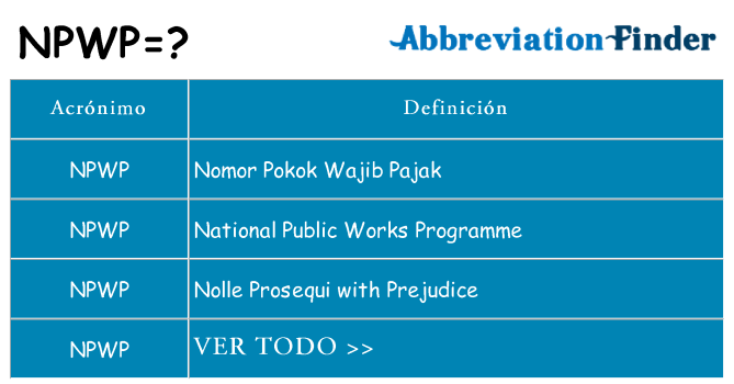 ¿Qué quiere decir npwp