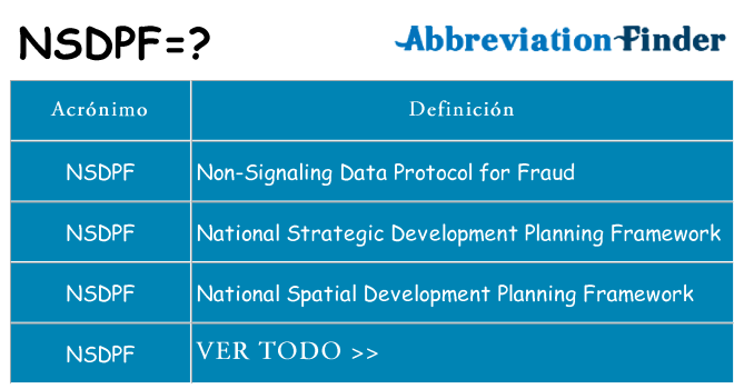 ¿Qué quiere decir nsdpf