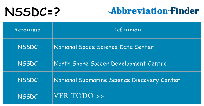 ¿Qué quiere decir nssdc