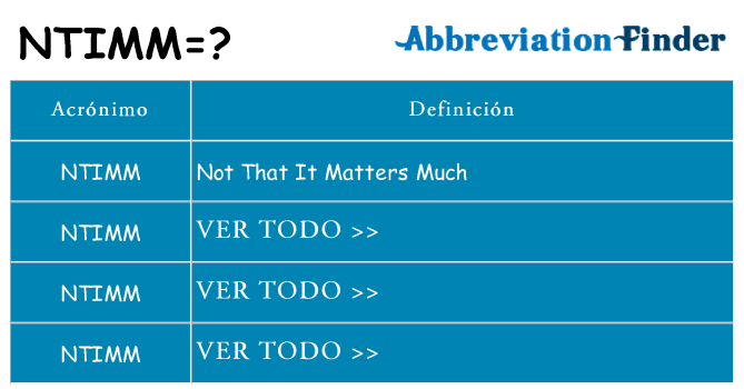 ¿Qué quiere decir ntimm