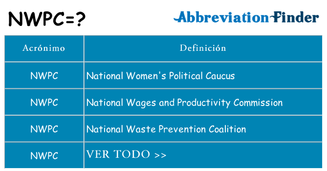 ¿Qué quiere decir nwpc