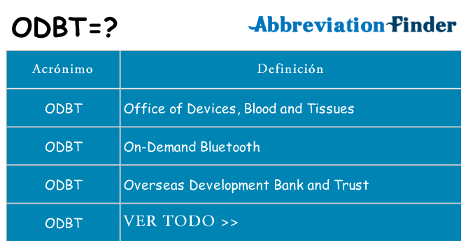 ¿Qué quiere decir odbt