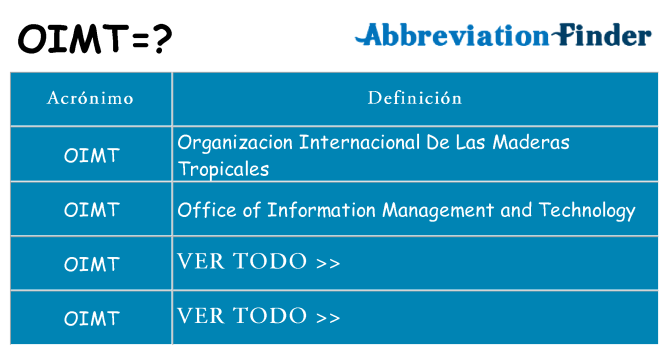 ¿Qué quiere decir oimt