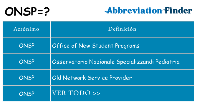 ¿Qué quiere decir onsp