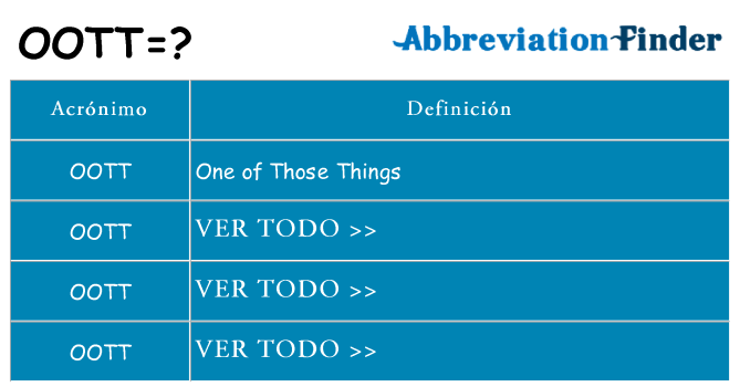 ¿Qué quiere decir oott