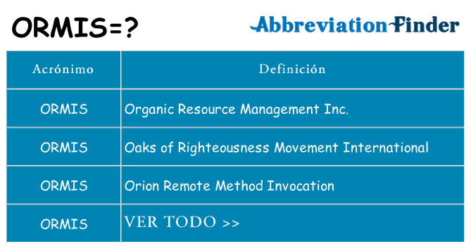 ¿Qué quiere decir ormis