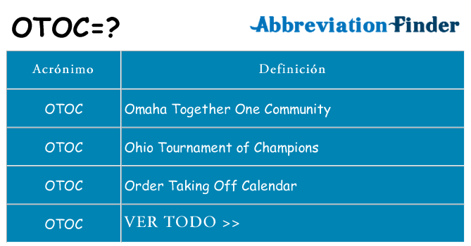 ¿Qué quiere decir otoc