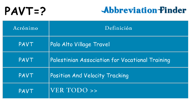 ¿Qué quiere decir pavt