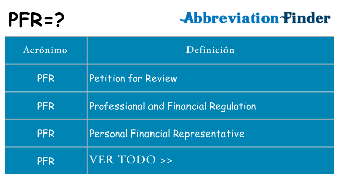 ¿Qué quiere decir pfr