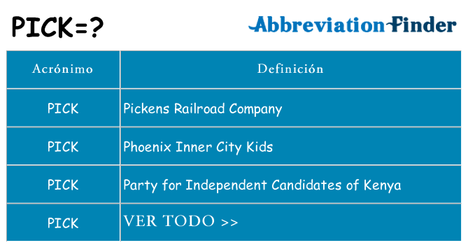 ¿Qué quiere decir pick