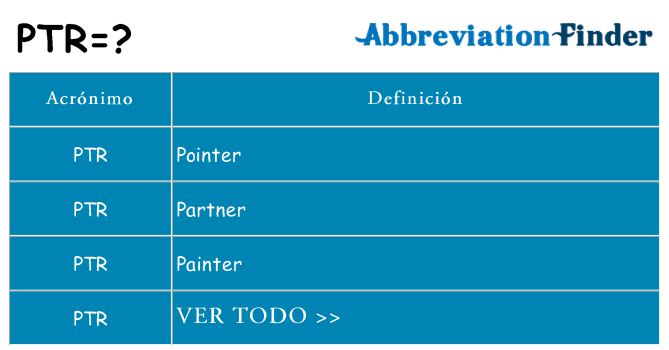 ¿Qué quiere decir ptr