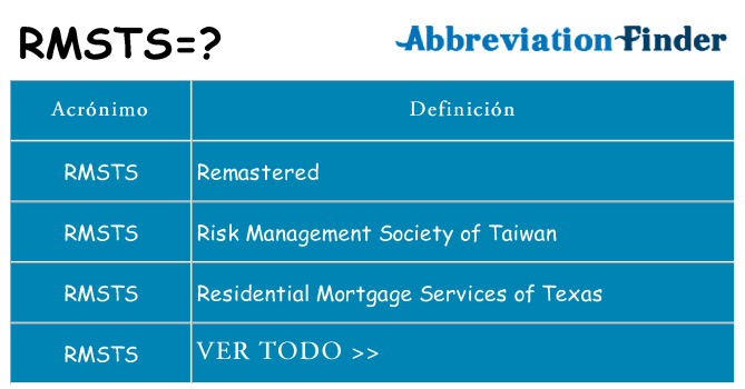 ¿Qué quiere decir rmsts