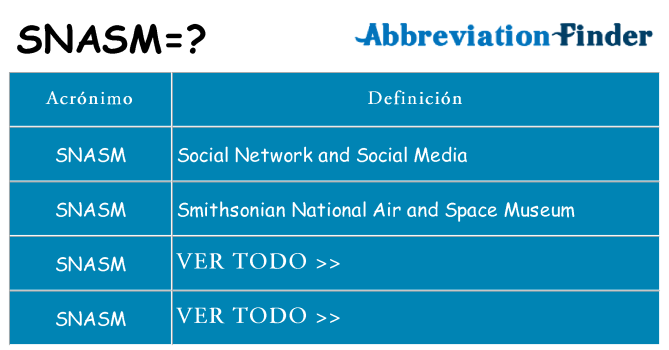 ¿Qué quiere decir snasm