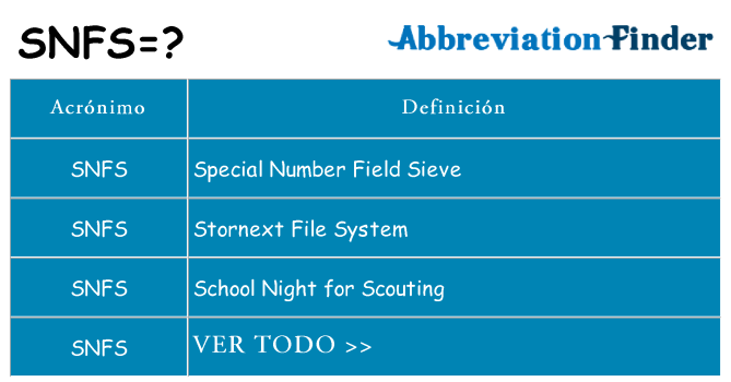 ¿Qué quiere decir snfs