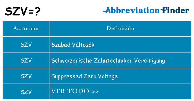 ¿Qué quiere decir szv