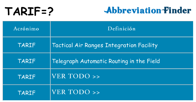 ¿Qué quiere decir tarif