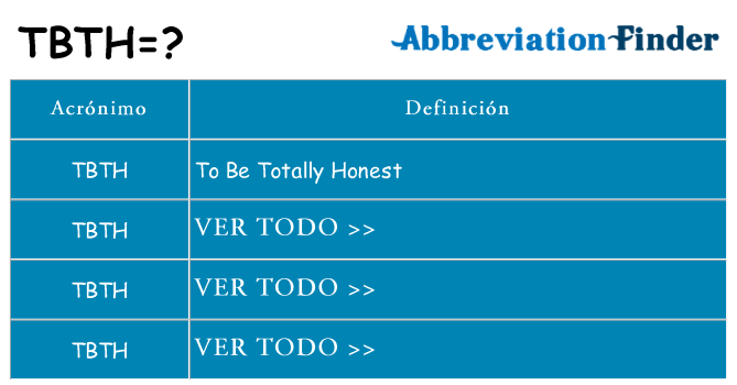 ¿Qué quiere decir tbth