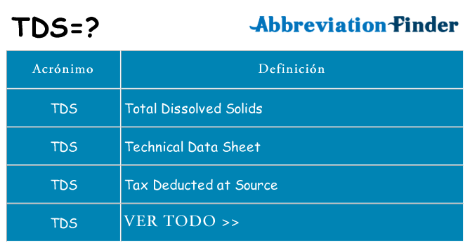 ¿Qué quiere decir tds