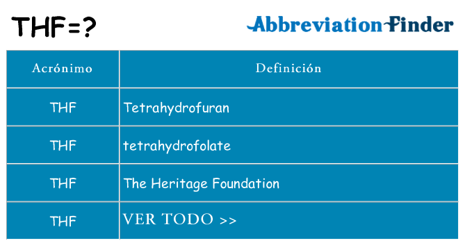 ¿Qué quiere decir thf