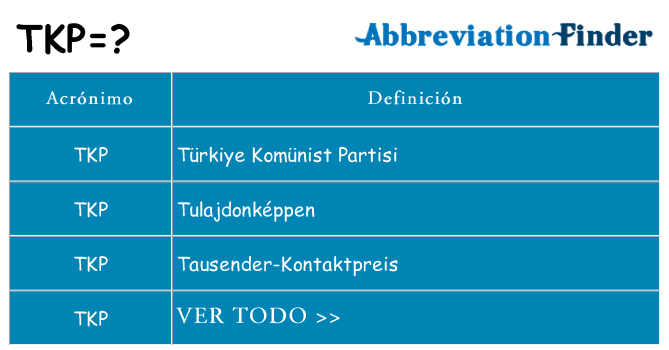 ¿Qué quiere decir tkp