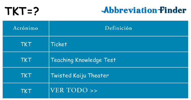 ¿Qué quiere decir tkt
