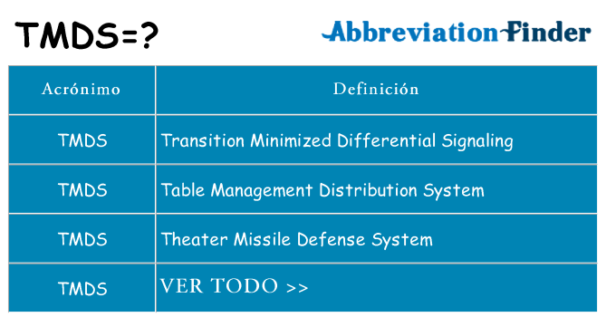 ¿Qué quiere decir tmds