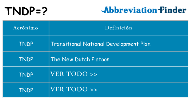 ¿Qué quiere decir tndp
