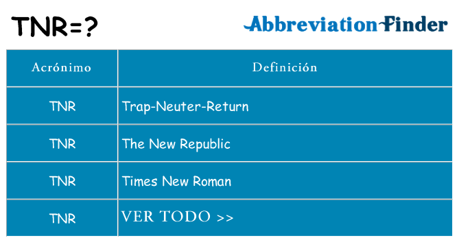 ¿Qué quiere decir tnr