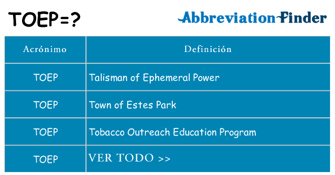 ¿Qué quiere decir toep