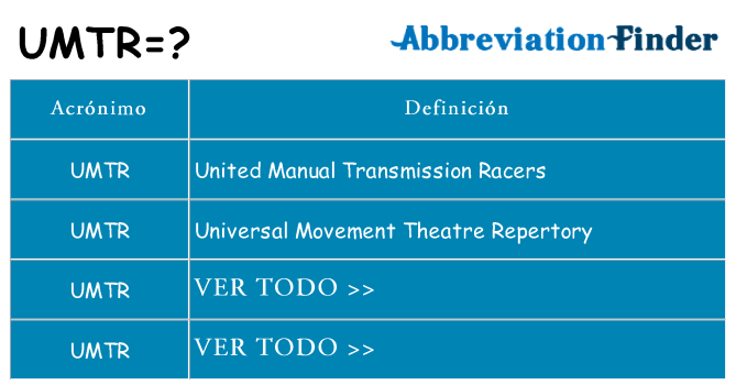 ¿Qué quiere decir umtr