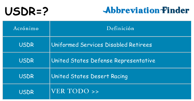 ¿Qué quiere decir usdr