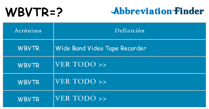 ¿Qué quiere decir wbvtr