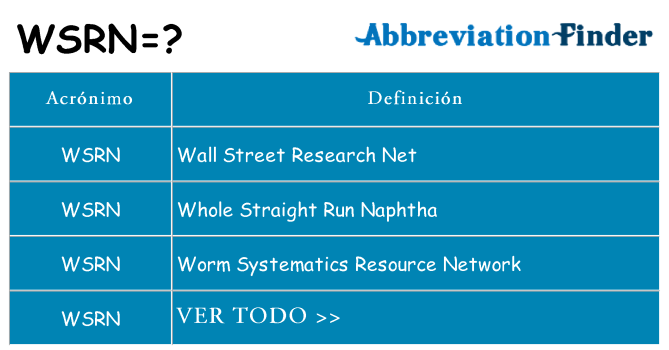 ¿Qué quiere decir wsrn