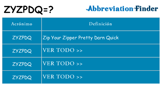 ¿Qué quiere decir zyzpdq